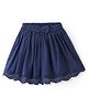 Babyhug Cotton Woven Mid Thigh Length Skirt with Lining & Bow Applique - Navy Blue