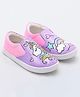 IMAGINO Unicorn & Hearts Hand Painted Slip On Shoes - Purple