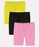 Kiddopanti Pack Of 3 Solid Cycling Shorts  - Yellow Black & Baby Pink