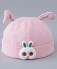 Babyhug Cotton Bucket Hat with Bunny Applique - Pink