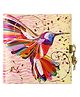 Goldbuch Secret Diary with Lock & Key 96 Pages Flower Hummingbird Art Print by Turnowsky with Gold or Silver Stamping - Multicolor