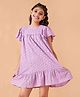 Cherry & Jerry Short Sleeves Schiffli Embroidered Tiered Dress - Purple