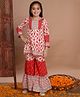 READIPRINT Three Fourth Sleeves Seamless Floral Design Printed & Gota Lace Embellished Kurti & Sharara - Red