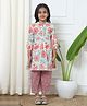 READIPRINT Three Fourth Sleeves Floral Printed Kurta And Chevron Designed Palazzo - Pink