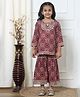 READIPRINT Three Fourth Sleeves Geometric Floral Printed And Lace Embellished Kurta And Sharara - Maroon