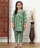 READIPRINT Three Fourth Sleeves Flower Printed & Abstract Striped Pattern Kurta & Salwar -Green