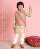 READIPRINT Full Sleeves Ethnic Blocks Printed Kurta & Pyjama With Leheriya Designed Nehru Jacket - Orange