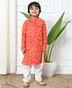 READIPRINT Full Sleeves Seamless Abstract Chevron Design Kurta With Pyjama - Orange
