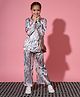 READIPRINT Full Sleeves Seamless Abstract Design Printed Silk & Satin Co Ord Set - Green & Pink