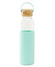 The Better Home Borosilicate Glass Water Bottle with Silicon Sleeve & Bamboo Lid for Fridge Green - 500 ml