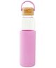 The Better Home Borosilicate Glass Water Bottle with Silicon Sleeve & Bamboo Lid for Fridge Pink - 500 ml