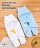 ZOE Hooded Super Soft Wearable Wrapper Blanket With Unicorn Patch Pack of 2 -White & Blue| Easy to Wear| Soft & Comfortable| New Born Gifting Option| Breathable Fabric| Warm & Cozy| Ideal for Travel