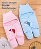Zoe Hooded Wearable Blanket Cum Wrapper with Unicorn Patch Pack of 2 - Pink & Blue