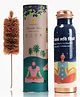 Sarveda Copper Water Bottle with Cleaning Brush Blue Meditation-  1000 ml