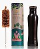Sarveda Curved Vintage Copper Water Bottle with Cleaning Brush 1 Litre