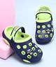 Pine Kids Clogs with Back Strap Closure & UFO Applique- Green & Navy Blue