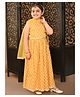 Giggling Giraffe One Shoulder Sleeveless Ethnic Motif & Lace Printed Choli With Coordinating Lehenga & Dupatta - Yellow