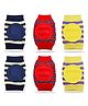 Chinmay Kids Crawling Anti-Slip Padded Stretchable Elastic Cotton Soft Breathable Comfortable Knee & Elbow Cap Safety Protector with Lining Pattern Pack of 3  - Multicolour