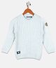 Monte Carlo Full Sleeves Cable Design Knitted Pullover - Light Teal Blue