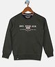 Monte Carlo Full Sleeves Typography Printed Striped Designed  Sweatshirt - Dark Olive Green