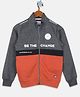 Monte Carlo  Full Sleeves Be The Change Text Printed Colour Block Jacket - Grey  Melange & Rust