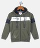 Monte Carlo Full Sleeves Typography Printed Colour Block Hooded Sweatshirt - Olive Green