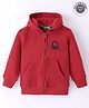 UCB Full Sleeves Fleece Knit Sweatjacket with Logo Design - Red