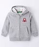 UCB Full Sleeves Knit Sweatjacket with Logo Design - Grey