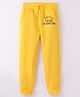 UCB Knit Full Length Fleece Lounge Pants Solid Colour Text Print - Yellow