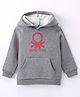 UCB Full Sleeves Hooded Sweatshirt Logo Print - Dark Grey