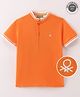 UCB Knit Half Sleeves Polo T-Shirt Logo Embroidered -Orange