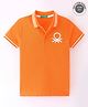UCB Cotton Knit Half Sleeves Polo T-Shirt Logo Embroidery - Orange