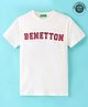 UCB Knitted Half Sleeves T-Shirt With Text Print - Offwhite