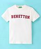 UCB Knitted Half Sleeves T-Shirt With Text Print - Offwhite