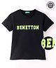 UCB Knit Half Sleeves Text Printed Polo T-Shirt - Black