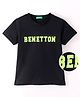UCB Knit Half Sleeves Text Printed Polo T-Shirt - Black