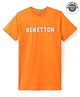 UCB Knitted Half Sleeves T-Shirt With Text Print - Orange