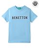 UCB Knitted Half Sleeves T-Shirt With Text Print - Sky Blue