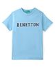 UCB Knitted Half Sleeves T-Shirt With Text Print - Sky Blue
