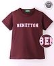 UCB Knit Half Sleeves Text Printed Polo T-Shirt - Maroon