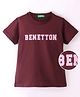 UCB Knit Half Sleeves Text Printed Polo T-Shirt - Maroon