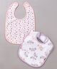 Babyhug 100% Cotton  TPU Lamination Waterproof Bibs with Crumb Catcher Butterfly & Flower ]Print Pack of 2- Pink & White