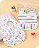 Babyhug 100% Cotton  TPU Lamination Waterproof Bibs with Crumb Catcher Jungle Print Pack of 2- White