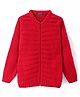 Pine Kids Full Sleeves Front Zipper Cable Knit Sweater  - Red
