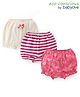 Babyoye Cotton Knit Eco Conscious Bloomer with Striped & Floral Print Pack of 3 - White & Pink