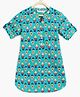 Campana Girls 100% Cotton Three Fourth Sleeves Flower Bud Printed  Kurta - Teal & Ink Blue