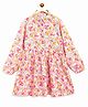 Campana Full Sleeves Seamless Floral Printed Collared & Flared Dress - Pink