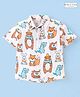 Babyhug 100% Cotton Knit Half Sleeve Regular Collar Bear Printed Shirt - White