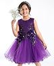 Mark & Mia Sleeveless Party Dress with Floral Corsage Motif & Pearl Detailing - Purple