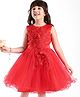 Mark & Mia Sleeveless Party Dress with Floral Corsage Motif & Pearl Detailing - Red
